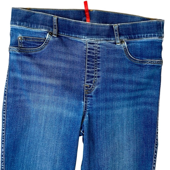 Spanx Medium Wash Blue Ankle Length Pull-On Skinny Jeans Size XL - Picture 3 of 11